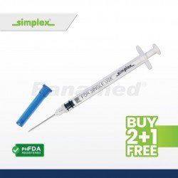 Simplex Auto Disable Syringe w/ Needle, 0.5cc G-23x1, 100's
